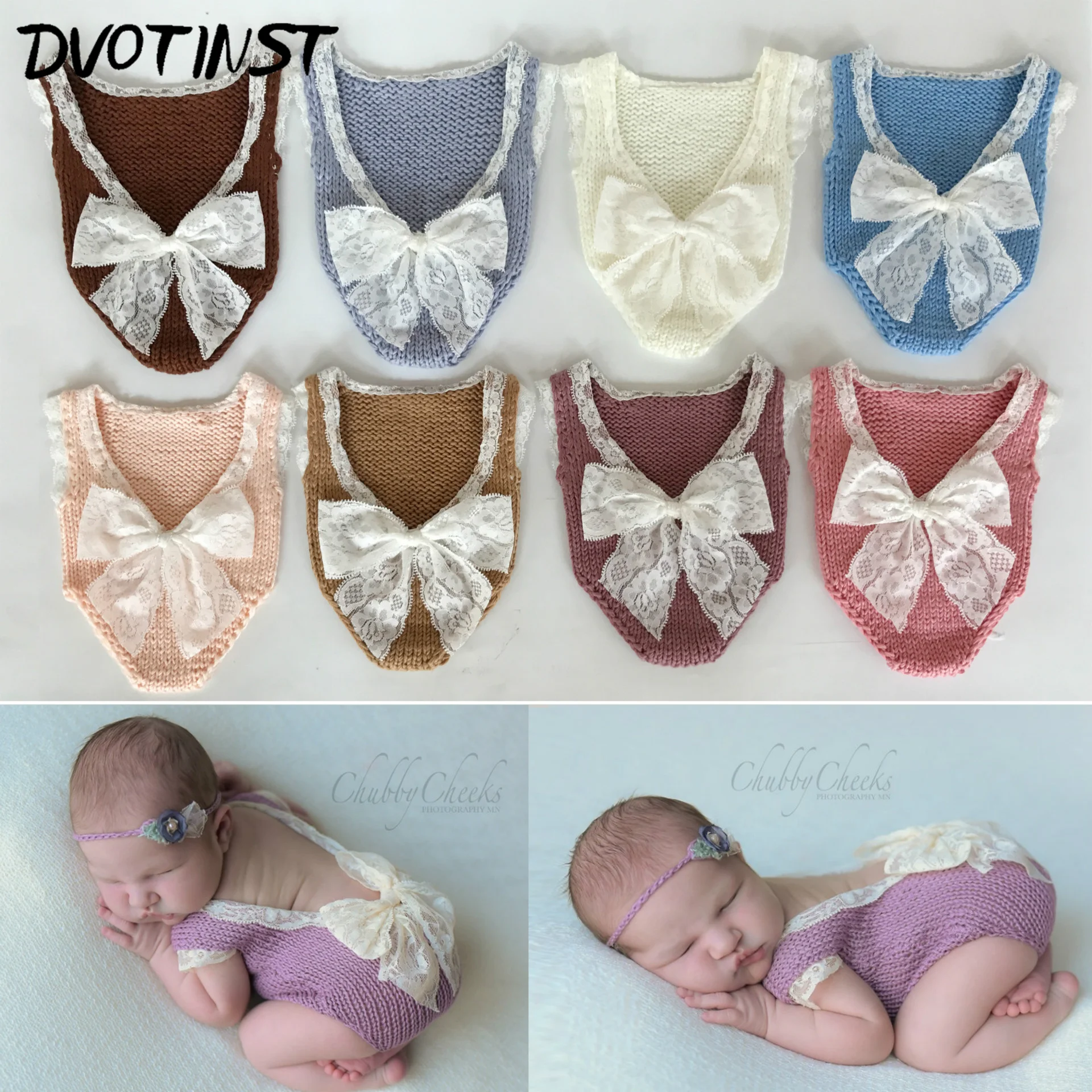 Baby Photography Props Crochet Knitted Newborn Lace Bodysuit Clothes Romper Fotografia Accessories Infantil Studio Shoot Photo