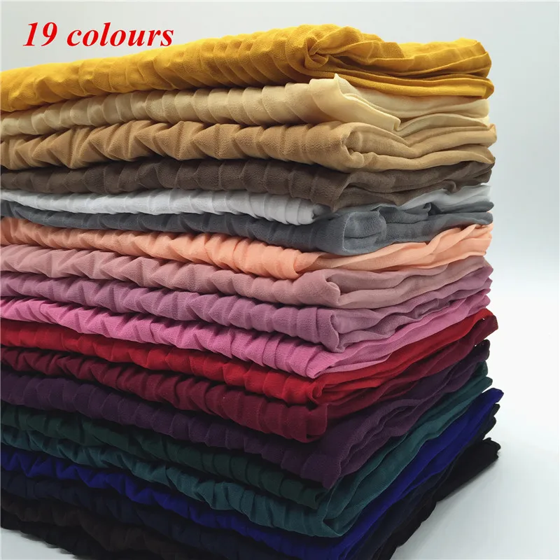 

New popular high quality crumple bubble chiffon solid crinkled shawls pleat headband hijab muslim wraps scarves/scarf 100pcs/lot