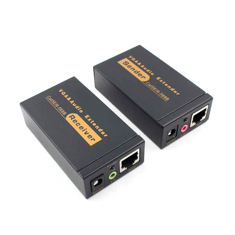100M VGA Video Audio Extender Over Single RJ45 CAT5e/6 1080P Extension adpater Lightning protection | Компьютеры и офис