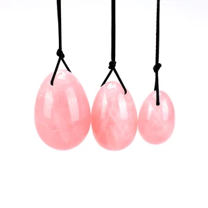 Просверленные яйца Yoni из натурального розового кварца нефритовые яйца Бена ва мяч для тазового пола Вагинальные мышцы мочевого пузыря контроль упражнений