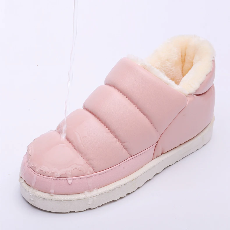2018 зимние тапочки женские Водонепроницаемые кожаные домашние унисекс слипоны
