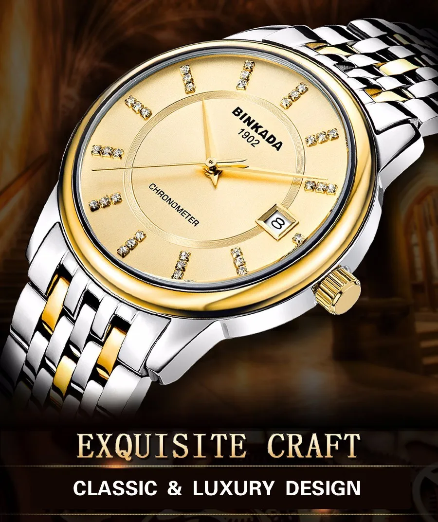 5А Часы из нержавеющей стали мужские Binkada 50 м часы мужские reloj