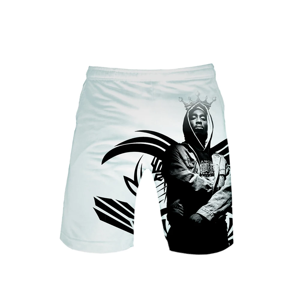 Мужские спортивные шорты до колена 2Pac Tupac Amaru Shakur летние повседневные с 3d принтом