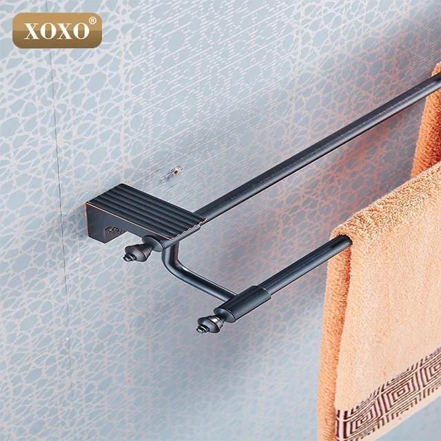 Двойная вешалка для полотенец античный держатель с черной отделкой строительный