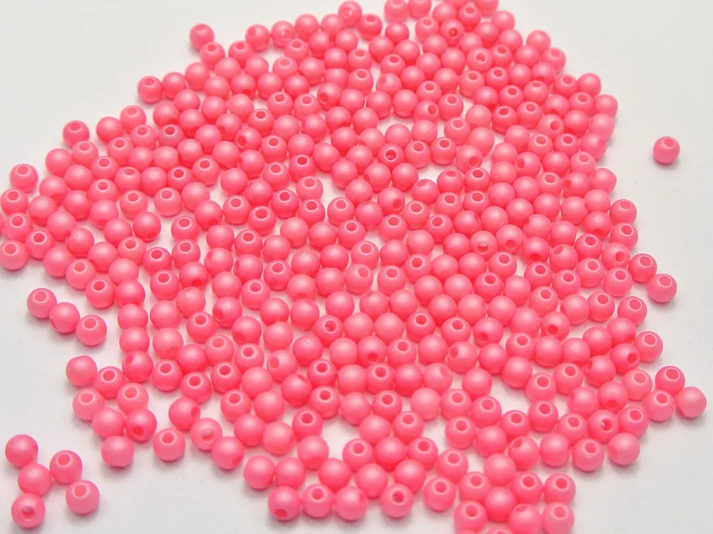 

1000 Matte Pink Color Acrylic Round Seed Beads 4mm(0.16") Spacer