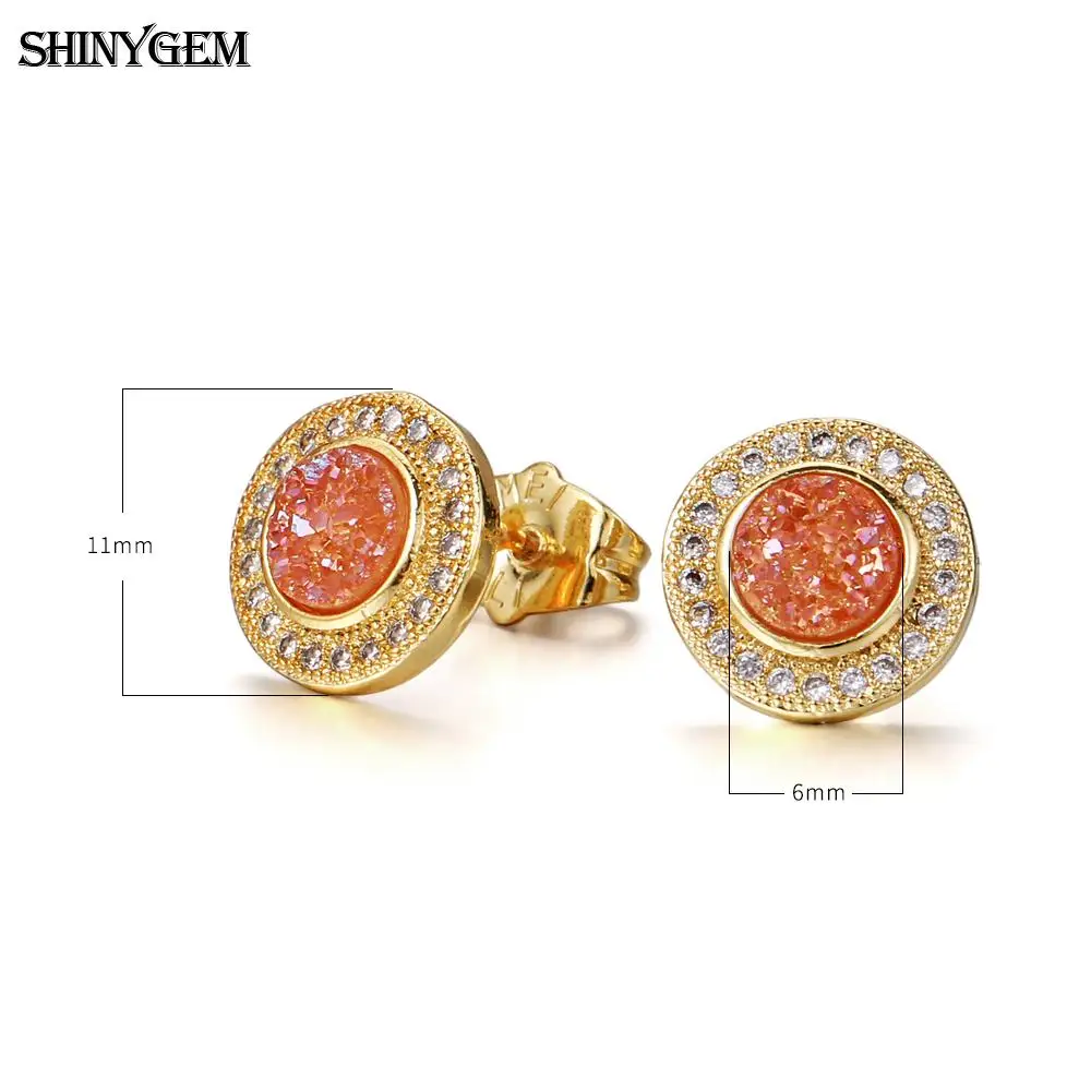 ShinyGem модные серьги с кристаллами подсолнуха натуральным камнем гвоздики золотым