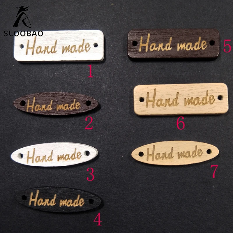 100 шт/партия квадратные и овальные деревянные кнопки &quotручная работа&quot этикетки