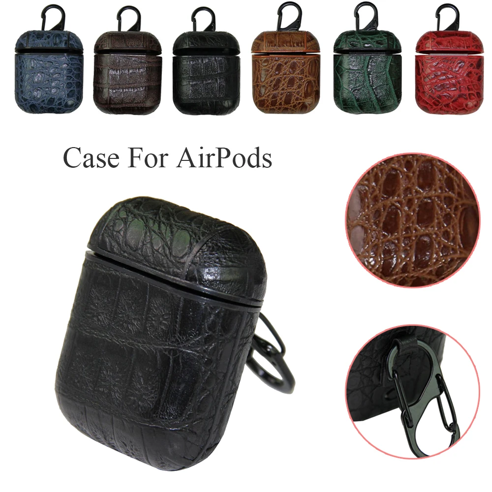 Модный нескользящий чехол для наушников Airpods из крокодиловой кожи защитный с