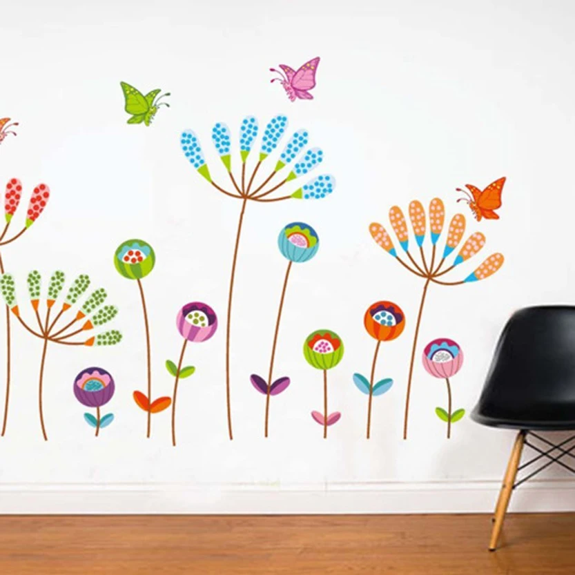 

Цветочный декор для детской комнаты Съемные Виниловые наклейки роспись своими руками художественные наклейки на стену Детские Мультяшные ...