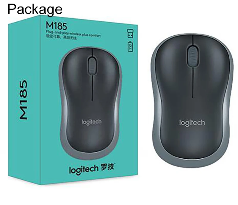 100% оригинальная беспроводная мышь Logitech M185 симметричный дизайн DPI офисный