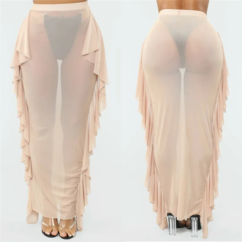 Сетчатая купальная одежда Пляжная накидка высокая талия однотонные пляжные