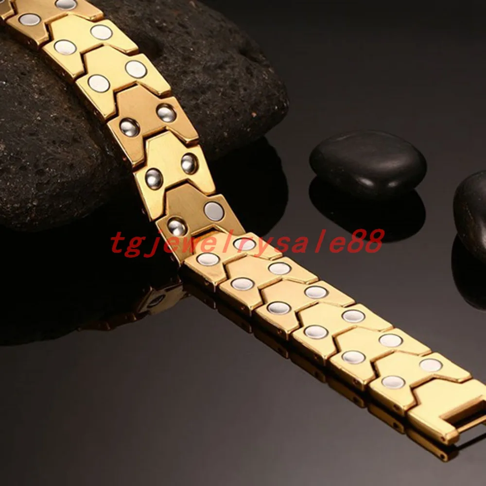 Идеальный золотой браслет из нержавеющей стали с магнитом для здоровья в стиле