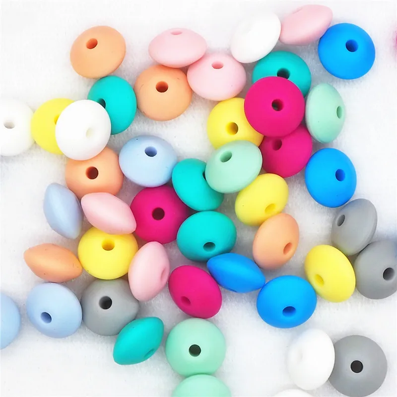 

Chengkai 100pcs 12*7mm Silicone Lentil Beads DIY Baby Pacifier Dummy Abacus Jewelry Sensory Toy Making Beads BPA Free