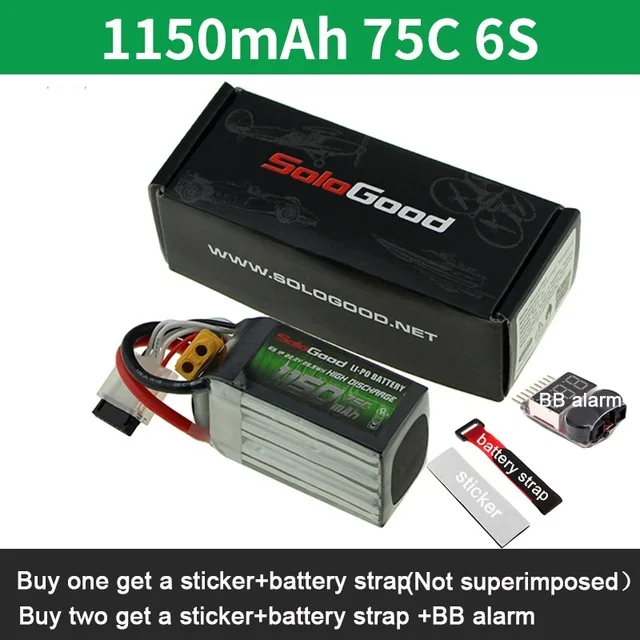 6S 1150mah 75C SoloGood Lipo Батарея 3S 4S 6S серии 75C 1150/1300/1500/1800 мА/ч, гнездовой разъем для скоростного радиоуправляемого дрона FPV Multicopter с неподвижным крылом - Цвет: 6S 1150mah 75C