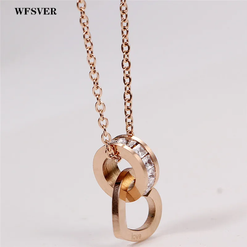 WFSVER корейский стиль ожерелье из нержавеющей стали розовый золотистый цвет