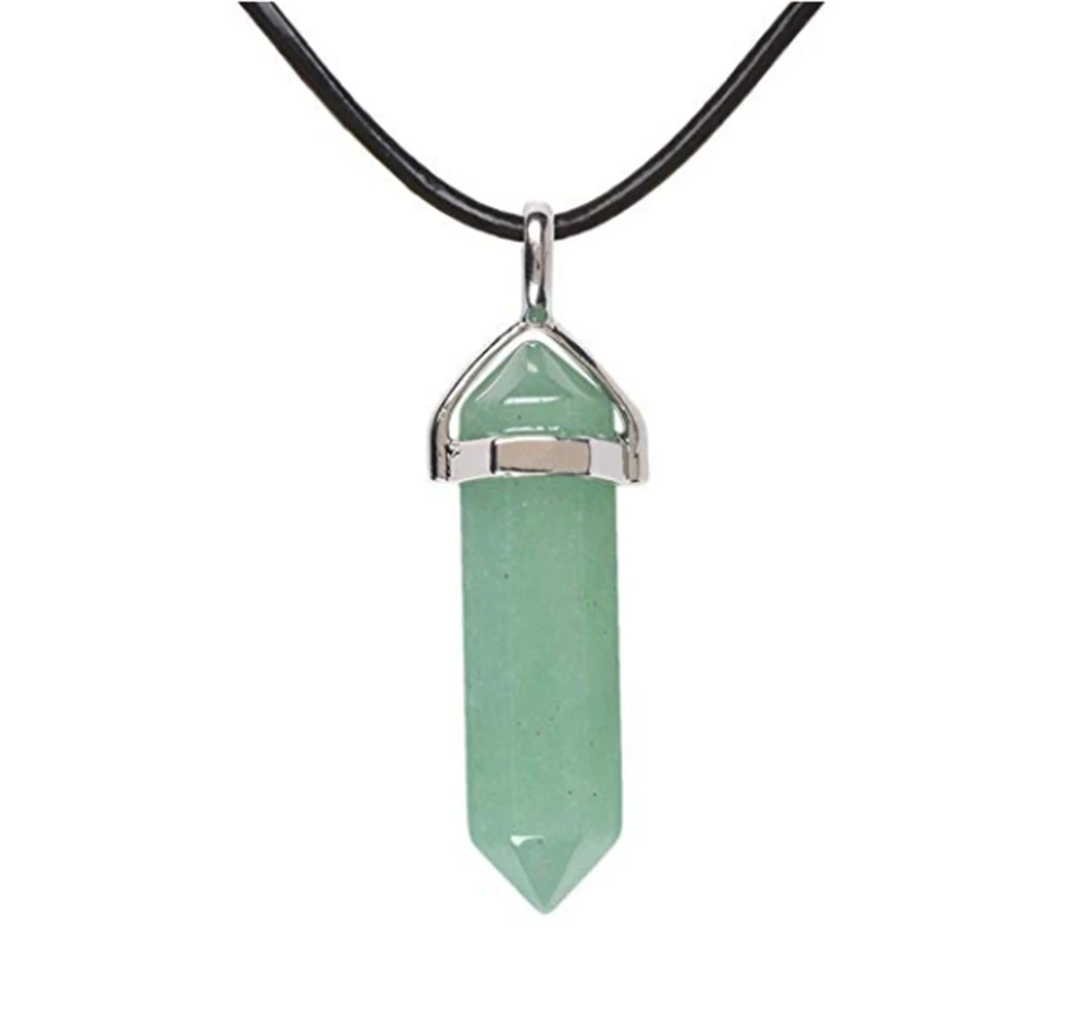 Ожерелье из натуральной кожи с подвеской в виде чакры рейки шестигранным острым