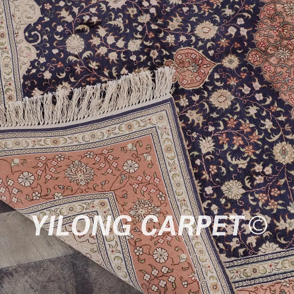 YILONG 4 'x 6' тонкий турецкий ковер темно синий выгодный античный Шелковый коврик