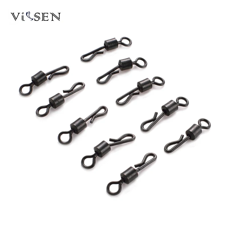 

Vissen 100Pcs/Lot Q-Shaped Swivels For Carp Fishing Tackle UK Size 8# Quick Change Swivel Fishing Terminal Equipment
