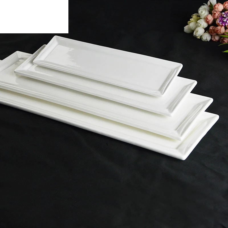 Керамические овощные блюда Бытовая Посуда прямоугольные для суши чистый белый