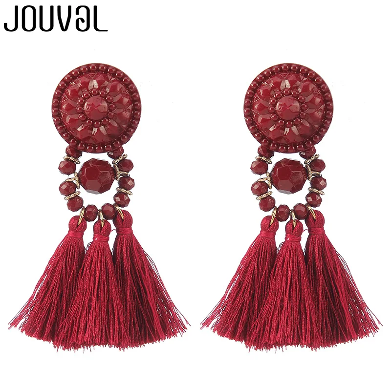E1268-12 JOUVAL Серьги-кисточки женские массивные ювелирные изделия для женщин модный бренд Богемия большие длинные висячие серьги с бахромой винтажные - Окраска металла: E1268-12