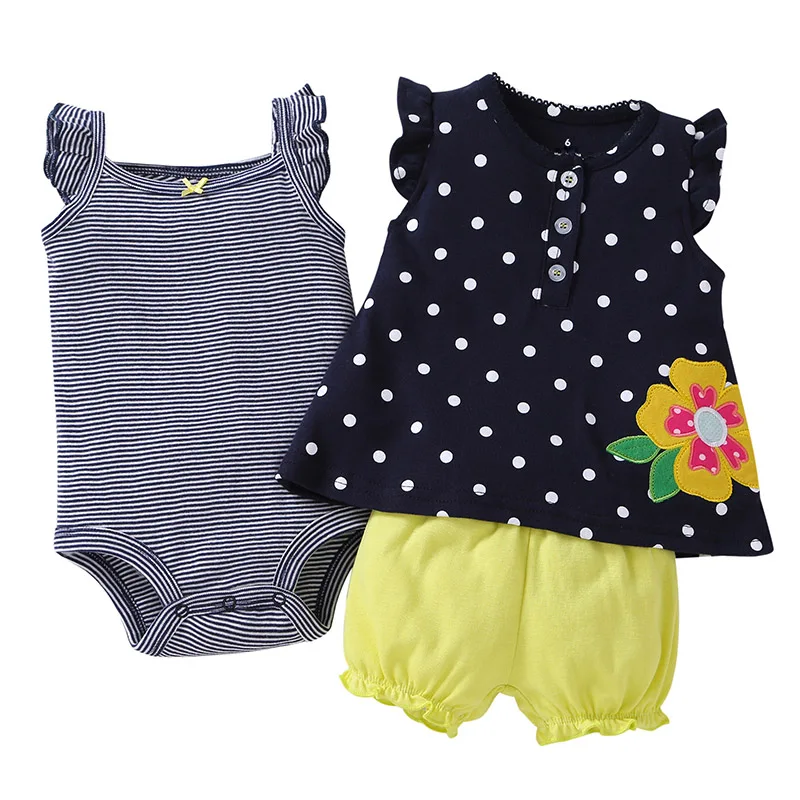 as picture Bebes/мягкий летний Боди, комплект из 3 предметов, короткая футболка+ боди без рукавов+ шорты, летний комплект одежды для младенцев от 6 месяцев до 24 месяцев - Цвет: as picture