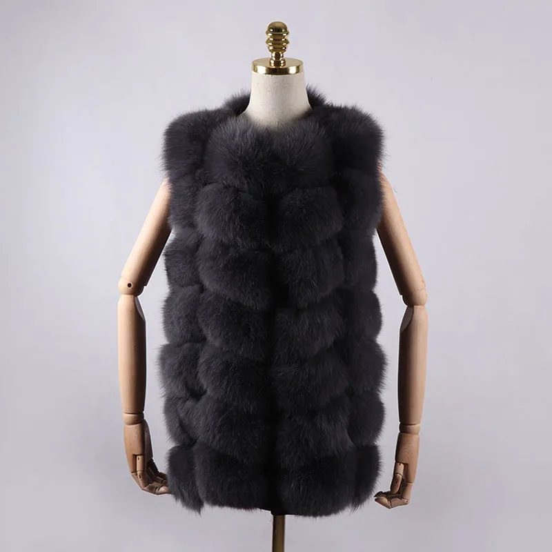 2021 Новая мода натуральный Лисий Мех Длинный жилет натуральным лисьим мехом лисы