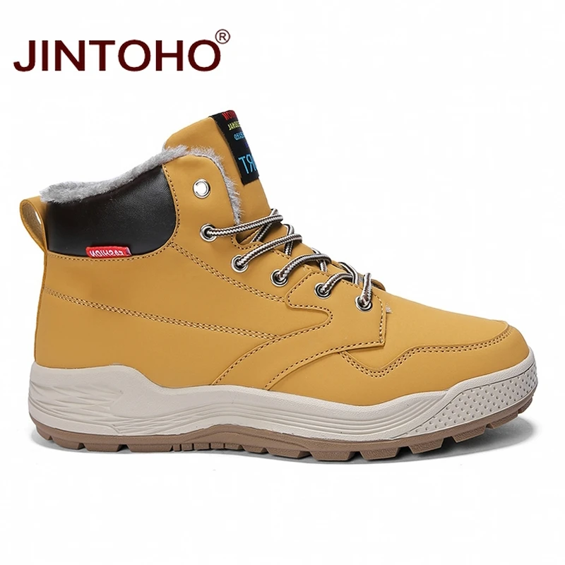 JINTOHO/мужские зимние ботинки больших размеров модные кожаные мотоциклетные в