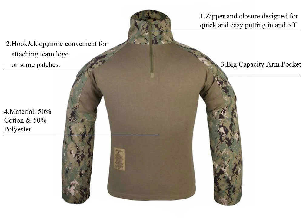 EMERSONGEAR Gen2 тактический Костюм боевая рубашка брюки с наколенниками Охота страйкбол Paitball Униформа AOR2 EM6924