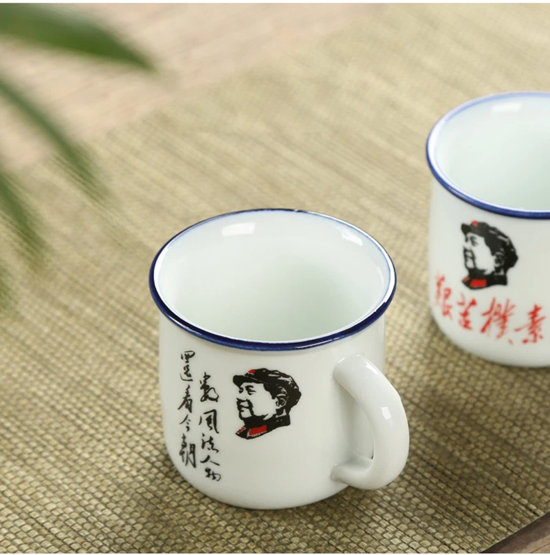 Классический Ностальгический керамика чай комплект 1 горшок 6cup, ретро имитация эмалированный чайник чашка председатель Мао узор посуда для напитков