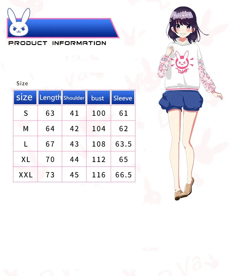 Аниме игра Ow D. Va фигурка Косплей толстовки с капюшоном топы Спортивная одежда