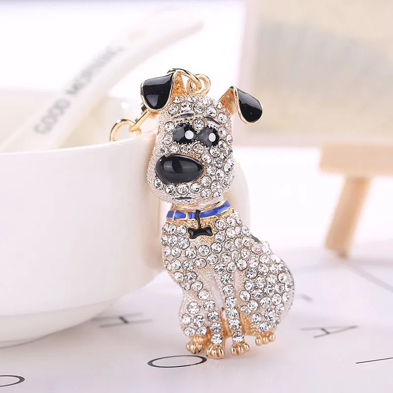 Милый автомобильный брелок с кольцом и кристаллами для собаки держатель ключей