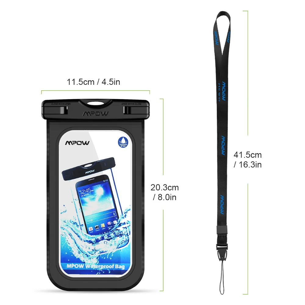 2 упаковки Mpow PA078 IPX8 Универсальный Водонепроницаемый Чехол для iPhone XS XR сухая сумка походная грязеотталкивающая Лыжная снегозащитная сумка для Xiaomi