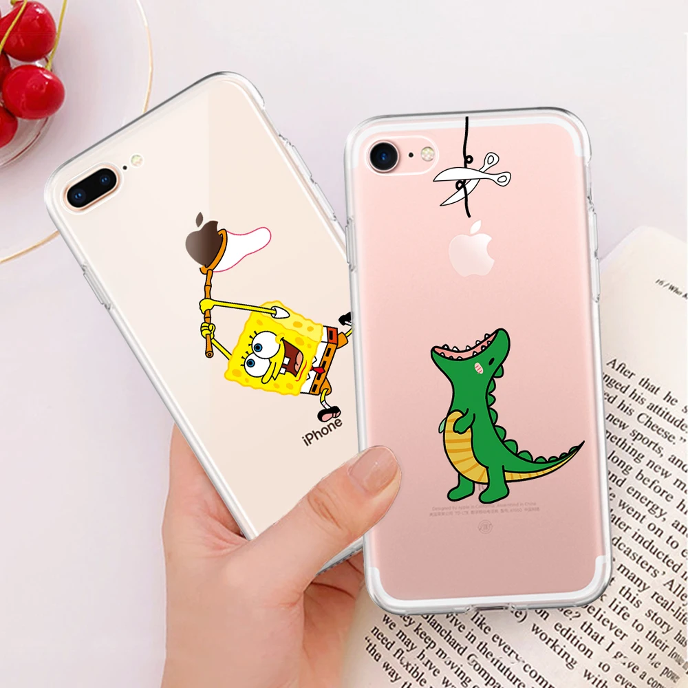 Пара чехол для телефона iPhone XR XS MAX X 7 8 6 S плюс милые животные Мягкий ТПУ Капа