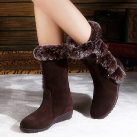 

MHYONS 2018 New Hot Women Boots Autumn Flock Winter Ladies Fashion Snow Boots Shoes Thigh High Suede Mid-Calf Boots