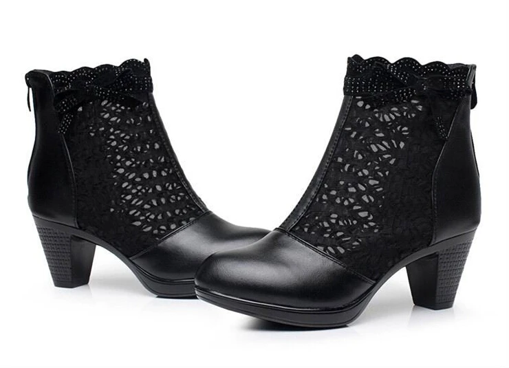 Женские черные ботильоны из натуральной кожи на шнурках осень и весну 2019|ankle boots for