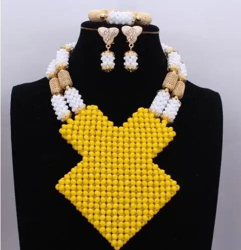 Yellow and white 4 ujewelry ювелирные комплекты dubai Свадебные серебряные нигерийские бусины комплект ювелирных изделий фото наборы свадебных украшений для Для женщин - Окраска металла: Yellow and white