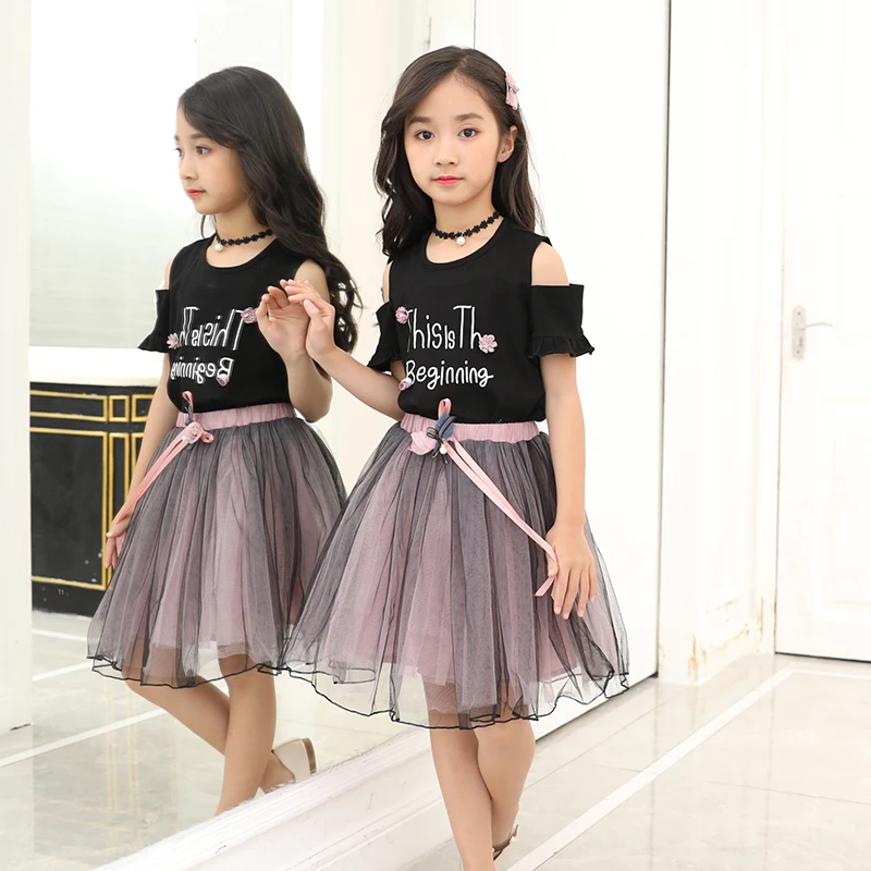 Коллекция 2019 года комплект летней одежды для девочек хлопковый жилет + юбка