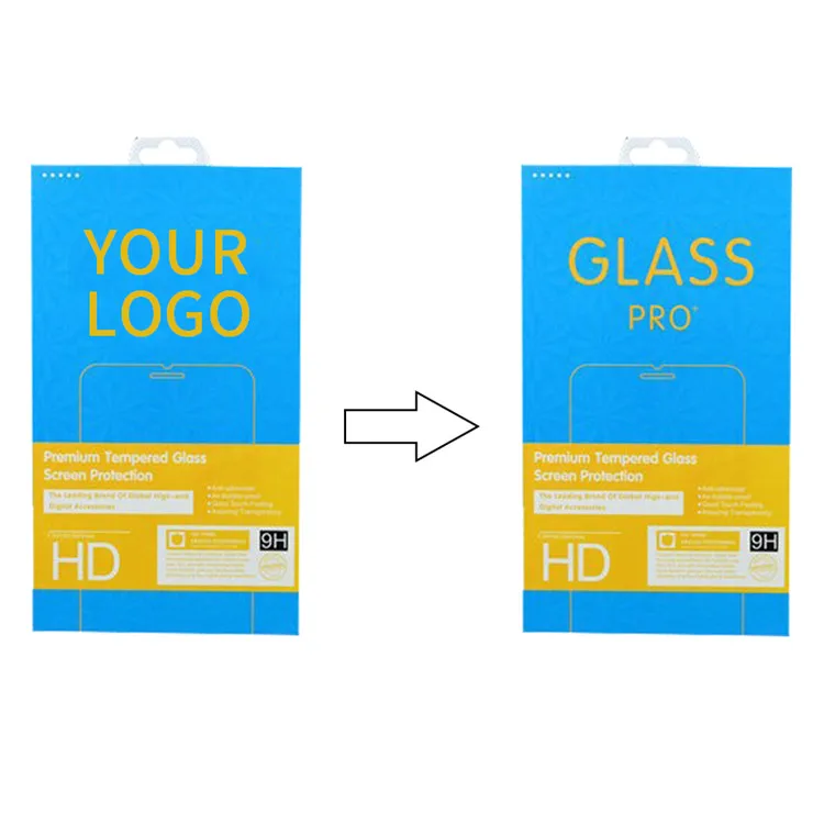 100 pcs Personalized Custom Logo Paper Packaging Box with Hanger for Tempered Glass Sreen Protector Film iPhone 7 7Plus | Мобильные