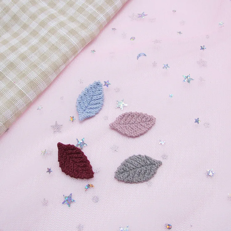 Sew on 2.8*1.6cm 50pcs/lot wool leaves Padded Appliques for Cloth Decoration and Hair Accessories free shipping | Дом и сад