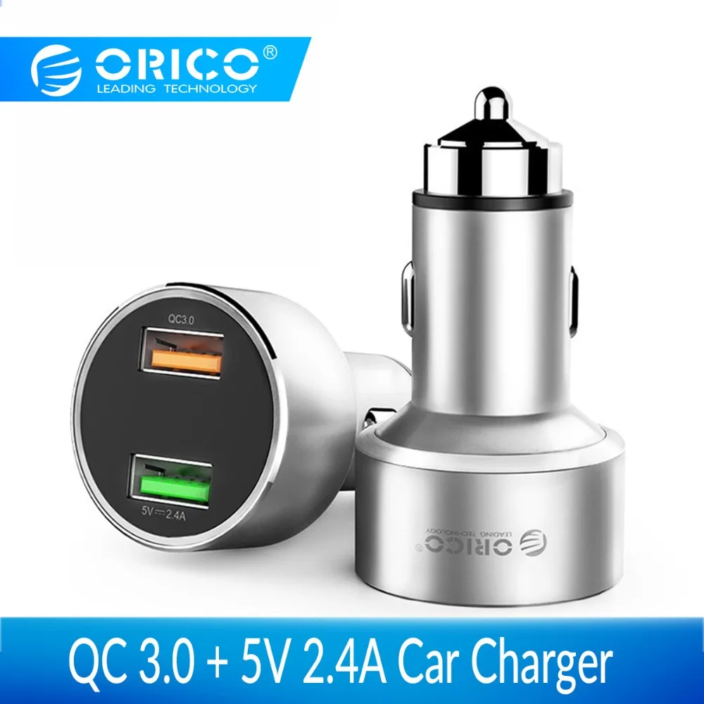 ORICO QC3.0 Смарт Двойной зарядное устройство USB для iPhone USB Quick Charge 3,0 автомобильным зарядным устройством для huawei samsung S9 Xiaomi Mi8 автомобиля-Зарядное устройство