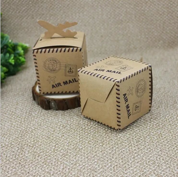 100 шт./лот 6 см * крафт бумага квадратная коробка винтажные авиационные конфеты