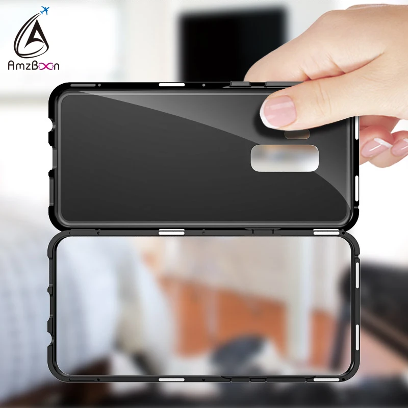 AmzBoon Magneto Magnetic Adsorption metal case For Samsung Galaxy S9 S8 Plus luxury tempered glass cover Note 8 | Мобильные телефоны