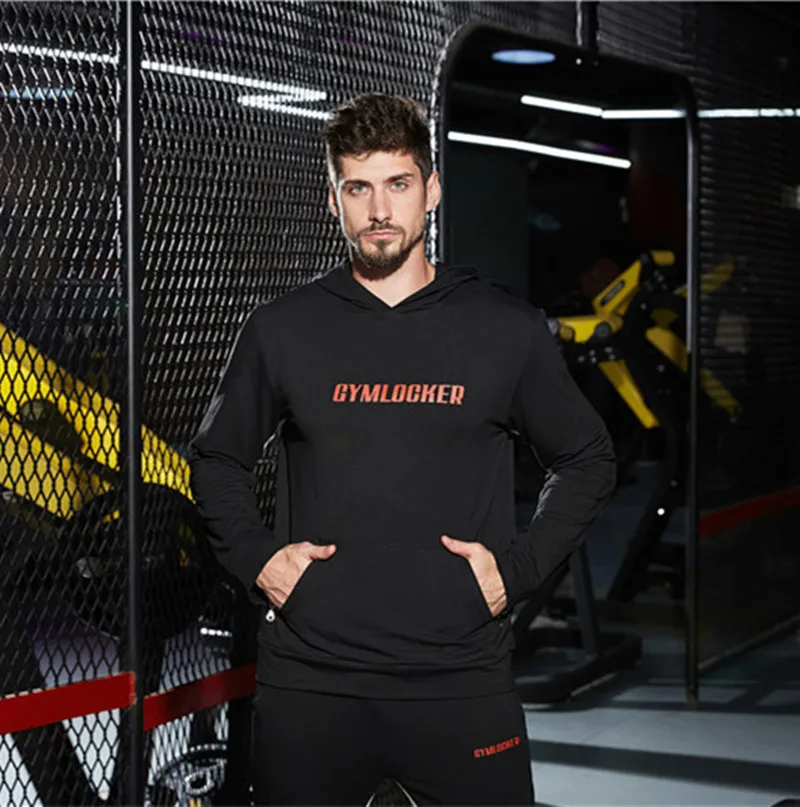 Новинка Rashgard спортивная куртка мужская с капюшоном Joggings куртка для бега Бодибилдинг спортивная одежда Толстовка Кофты для спортзала пуловер - Цвет: Черный