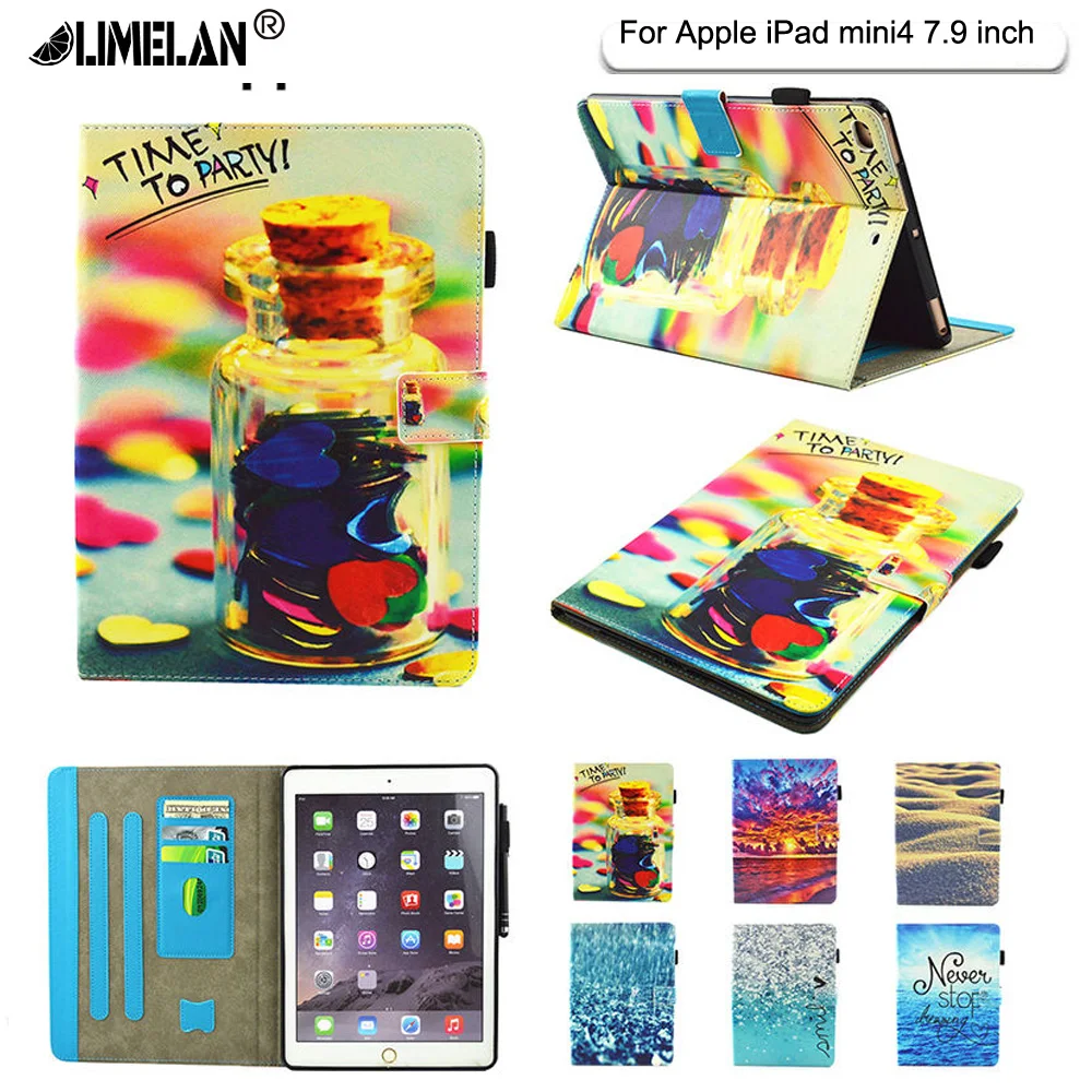 Модный силиконовый чехол книжка из искусственной кожи с рисунком для Apple iPad Mini 1 2 3