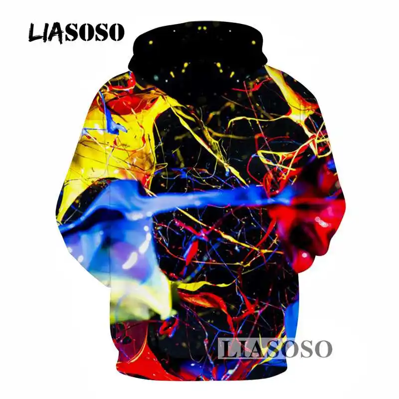 LIASOSO New Fashion Splashed Paint 3D Colorful Printed Hoodies Women Men Sweatshirts Unisex Hip Hop Tracksuit Thin Hooded R3590 | Мужская