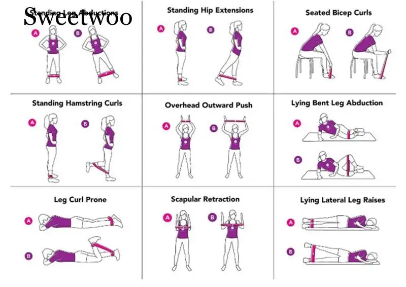 5PCS Yoga сопротивление резинок для дома и улицы Фитнес оборудование Пилатес