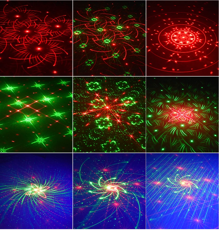 New 120 Patterns Red Green Mini Laser Projector Light DJ Disco Party Music Stage Lighting Effect With LED Blue Xmas Lights | Лампы и