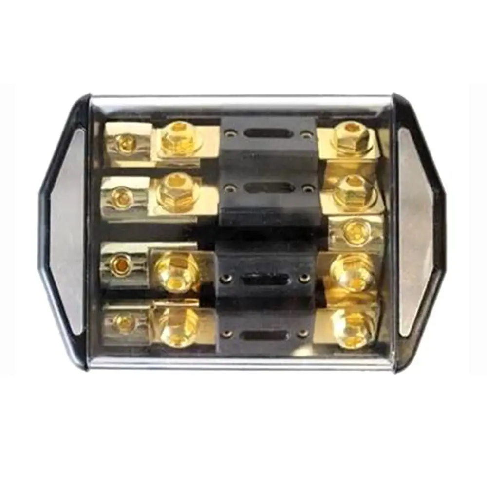 

1PC 1 IN 4 ways OUT Car Audio Power Insurance Seat 140x103x40mm Fuse Box with 100A Fork Bolt Fuses