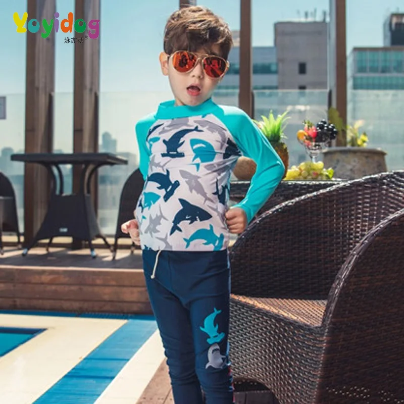 Children's surfing Swim Suit Boy Two Pieces Swimwear Boys High Neck Long Sleeve Athletic Wear Swimsuit Kids Anti-UV Beach | Спорт и
