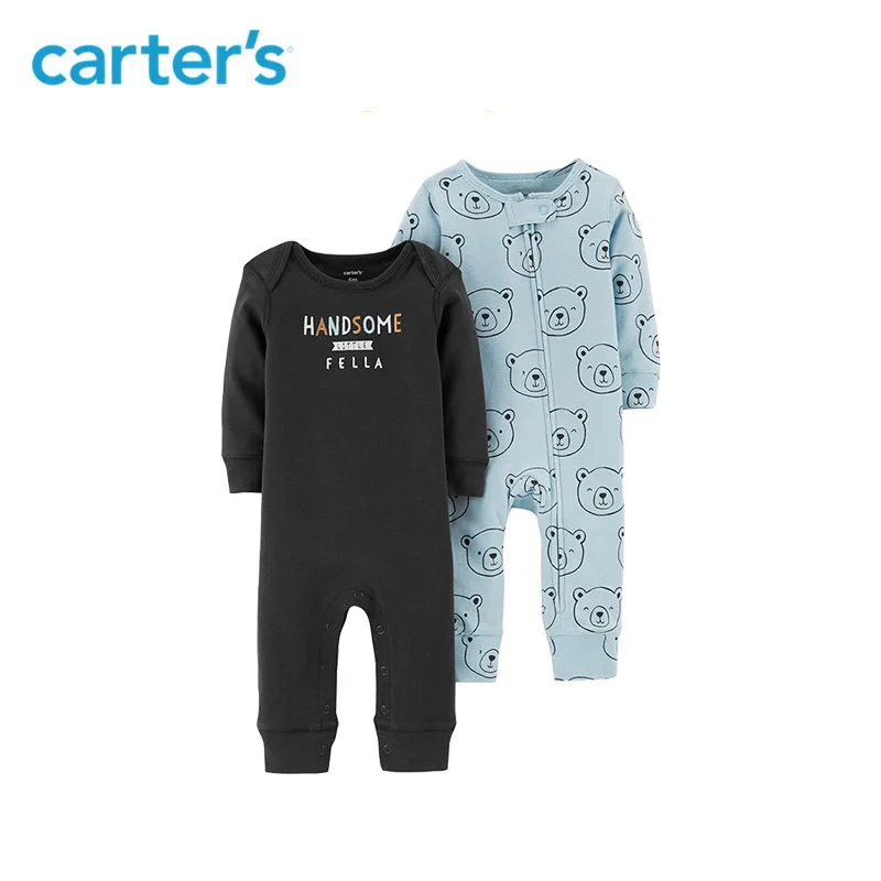 Carters 2Pcs/lot jumpsuits cute print long sleeve baby girl rompers Soft cotton newborn boy clothes set 126H458/126H653 | Мать и ребенок